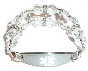 Crystal Double Stretch Women's Medical Alert ID Replacement Bracelet
