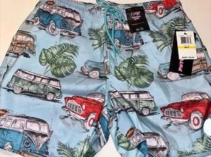 Men's Size Medium Psycho Tuna Surf Life Swim Trunks Board Pool Shorts Blue Car - Picture 1 of 7