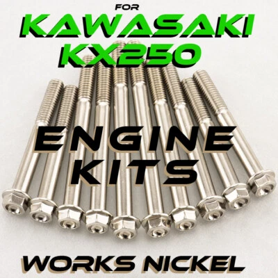ENGINE Bolt Kit for Kawasaki KX250 | Works Nickel | Perfect for your restoration - Image 1 of 4