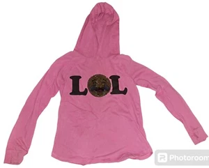 Girls Pink Emoji Hooded Sweatshirt Size 14 - Picture 1 of 5