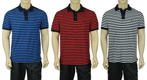 NEW MEN'S NAUTICA SHORT SLEEVE STRIPE POLO SHIRT - Picture 1 of 7