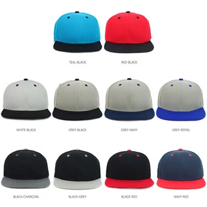 Youth Kid's Two Tone Flat Bill Snapback Baseball Cap - FREE SHIPPING - Picture 1 of 31