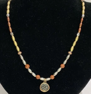 "Collar Western Cobre Oro Plata Multi Piedra Dorada Colgante Dije Collar 18.5""" - Imagen 1 de 6