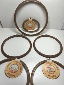 Embroidery Hoop Lot Of 6 Multipurpose Hoops Wood Tone Look Needle Crafts - Picture 1 of 6