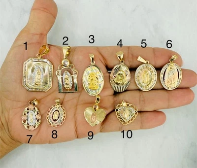 Colgante Oro 14k Nuestra Señora de Guadalupe Auténtica Virgen María - Dije en oro 14 ki Foto 1 de 4