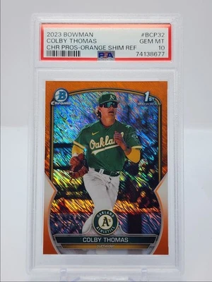 COLBY THOMAS 2023 BOWMAN CHROME 1ST ORANGE SHIMMER REFRACTOR /25 PSA 10 Q3178 - Image 1 of 2