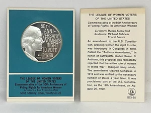 1970 League Women Voters 50th Anniversary Stimmrecht Sterling Silver PP - Bild 1 von 10