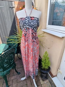 Select Pink Animal Print Bandeaux Maxi Dress 16 VGC - Picture 1 of 6