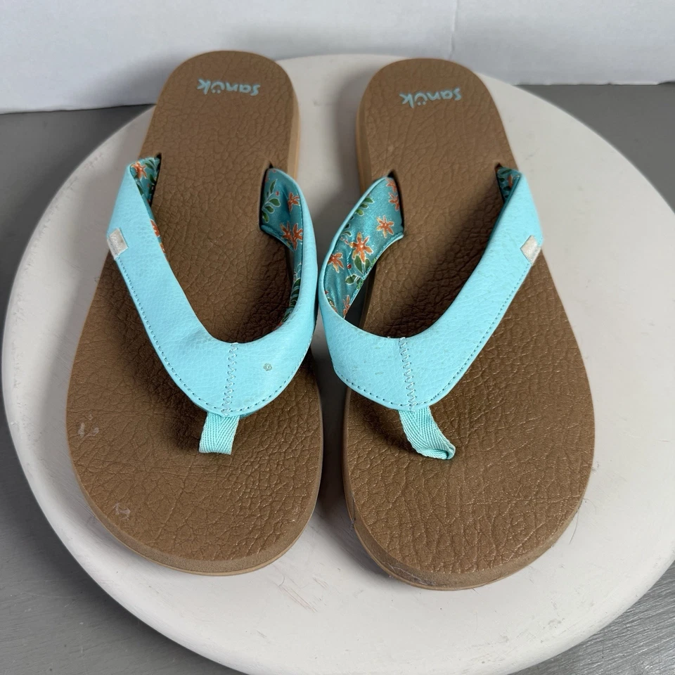 Chanclas Sanuk Mujer Yoga Mat Aqua Floral Forradas EE. UU. 11 UK 9 EU 42 Foto 1 de 4