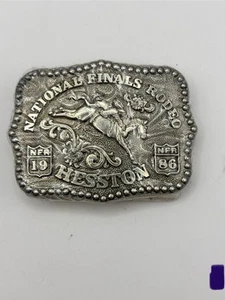  National Finals Rodeo Hesston 1986 NFR Youth Cowboy Buckle, Vintage, Orig. Pkg. - Picture 1 of 3