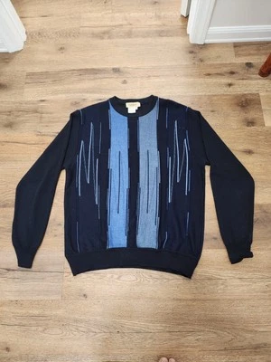 Montechiaro Italy Medium Wool Blend Men Sweater Navy Blue - Image 1 of 4