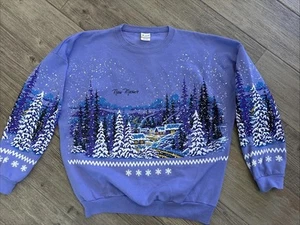 Vintage 90's Lifestyles Made USA New Mexico Winter Crewneck Sweatshirt 26x27” - Picture 1 of 16