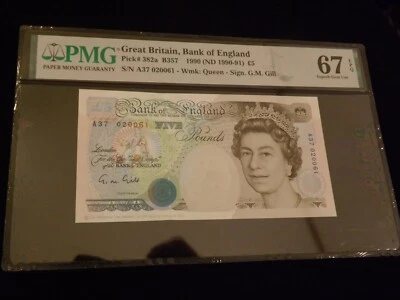 Billete del Banco de Inglaterra 1990 graduación profesional 67 PPQ Foto 1 de 2