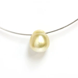 South Sea Golden Pearl Omega Necklace Detachable Clasp 12MM 14k White Gold - Picture 1 of 4