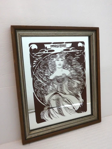 VTG 1974 Alphonse Mucha Mirror Image "Imagiere" Woman with Book Brown 12.5" Cover