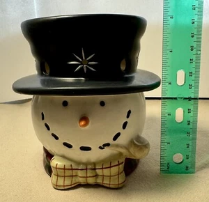 Yankee Candle Snowman Winter Wax Tart Tea light Warmer With Pipe & Bow Tie 5” - Picture 1 of 11
