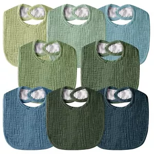 Muslin Baby Bibs for Unisex Boys Girls Cotton Drool Bibs Adjustable Newborn B... - Picture 1 of 7