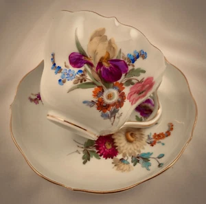 Vintage Meissen Coffee Cup & Saucer, Large, Floral (B) - Picture 1 of 7