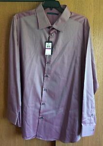 NWT $69.50 PERRY ELLIS TRAVEL LUXE  Dress Shirt L.S. Button Up Rhododendron  2X