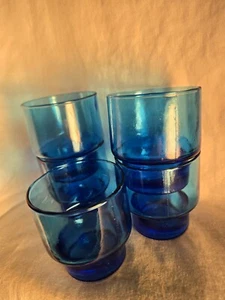 5 vintage Bicchieri Succo Blu Cobalto Alto 2,5" - Foto 1 di 12
