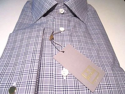 $265 NUEVO CON ETIQUETAS IKE BEHAR NUEVA YORK Aluminio Francés CAMISA A CUADROS ETIQUETA DORADA 17 LS 32/33 Foto 1 de 4