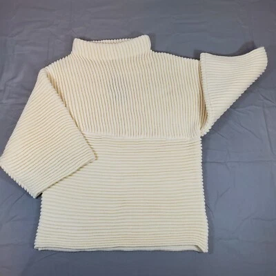 Suéter para mujer JOA Los Angeles S blanco roto grueso acanalado tejido pesado manga 3/4 A Foto 1 de 4