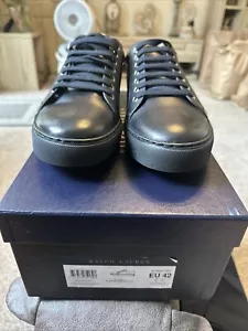 Ralph Lauren Purple Label Men's Calf Leather Sneakers, Black Uk 8 BNWB - Picture 1 of 11