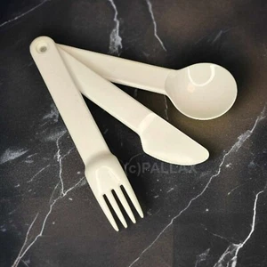 TUPPERWARE C70 PICKNICK-BESTECK WEISS GABEL MESSER LÖFFEL - Bild 1 von 2