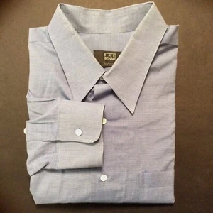 Ike Behar Blue Dress Shirt 17.5-34”, Pocket, Point Collar, 100% Cotton  - Picture 1 of 4