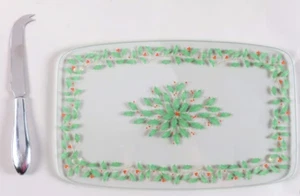 Lenox Holiday Glas Käsebrett mit Messer 10,75 Zoll Neu im Karton - Bild 1 von 3