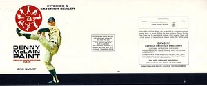 Q1801 DENNY McLAIN PAINT Unused VINTAGE 1960s PAPER CAN LABEL Detroit Tigers MLB - Picture 1 of 1