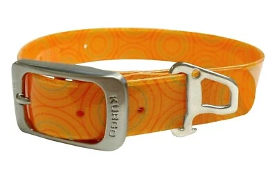 NEW Kurgo Muck Waterproof Dog Collar Orange "Crop Circle" Design Odor free S
