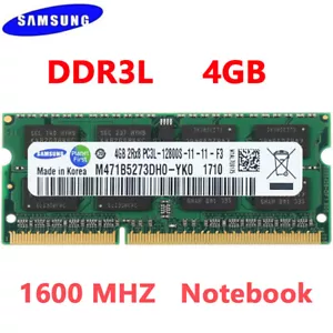 Samsung DDR3L 4GB (1x4GB) 1600 MHz PC3L-12800 SO-DIMM Laptop Memory 1.35V 204pin - Picture 1 of 10