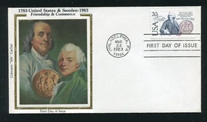 2036 Tratado de Suecia de Estados Unidos, Benjain Franklin Colorano Primer Día Cubierta 1983 - Imagen 1 de 4