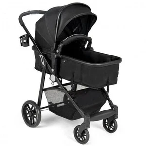 2-in-1 Foldable Pushchair Newborn Infant Baby Stroller-Black - Color: Black - Picture 1 of 5