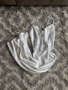 Vintage Fredericks of Hollywood White Satin Slip On Dress - Picture 1 of 6
