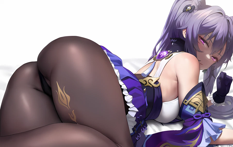 Meia-calça anime keqing genshin impact meninas roxa tapete de jogos mesa - Imagem 1 de 1