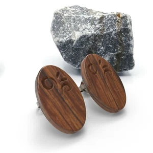 Wood earrings - Womens earrings - Unisex earrings - Mens earrings - Wood stud ea - Picture 1 of 4