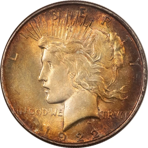1922 PEACE DOLLAR - HIGH GRADE W/ VERY PRETTY COLOR! Cover