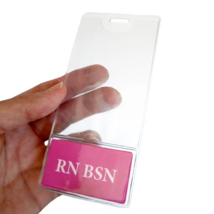Badge Buddy Bottom and ID Holder 2 in 1 Combo - VERTICAL Hospital & Nurse ID Tag - Picture 1 of 23