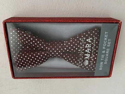 Countess Mara 领结勃艮第银色/银色口袋方形 2 件套新品  — 第 1/3 张图片