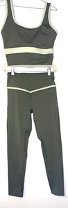Thrive Societe Matching Leggings and Crop Tank Size Small Olive Green NWOT - Picture 1 of 6