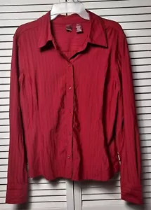 Damas Merona Talla XL Burgandy Botones Mangas Largas Vestido Blusa Despojada EPOC - Imagen 1 de 7