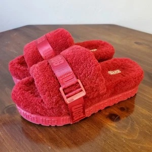 Sandalias UGG Fluffita Flatform rojas de piel de oveja 1113475 para mujer talla 8 - Imagen 1 de 12