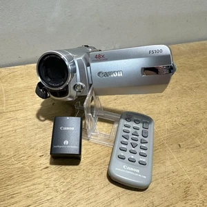 Canon FS100 Camcorder 48x Advanced Zoom SD Card WL-D88 Remote Tested - Picture 1 of 8