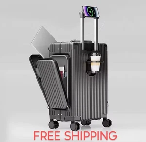 20" Smart Carry-On Luggage with USB Charging Ports, TSA Lock, Laptop Compartment - Picture 1 of 11