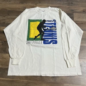 VTG 2001 Tennis Finals MHSA Michigan Long Sleeve T-Shirt Mens Size XL White - Picture 1 of 13