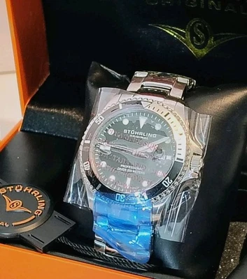 "Reloj Stuhrling Original Suizo Hombre Cuarzo Profesional Buzo Fecha 42mm 6.5""" Foto 1 de 4