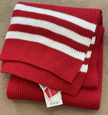 NWT OLD NAVY 72” x 8” Unisex Scarf Muffler Red & White 2004 Acrylic AS4XT - Image 1 of 4