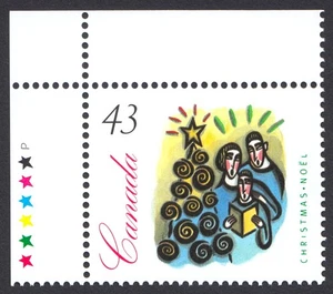 CHRISTMAS ** CHOIR ** Canada 1994 #1533 STAMP w/COLOR ID, UL CORNER STAMP - Foto 1 di 1